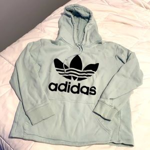 Light teal green adidas cropped hoodie